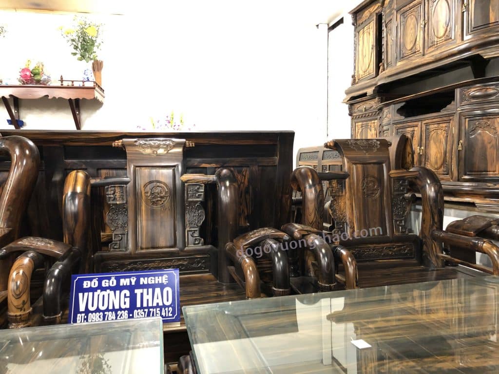 Bộ bàn ghế Tần Thủy Hoàng gỗ mun hoa