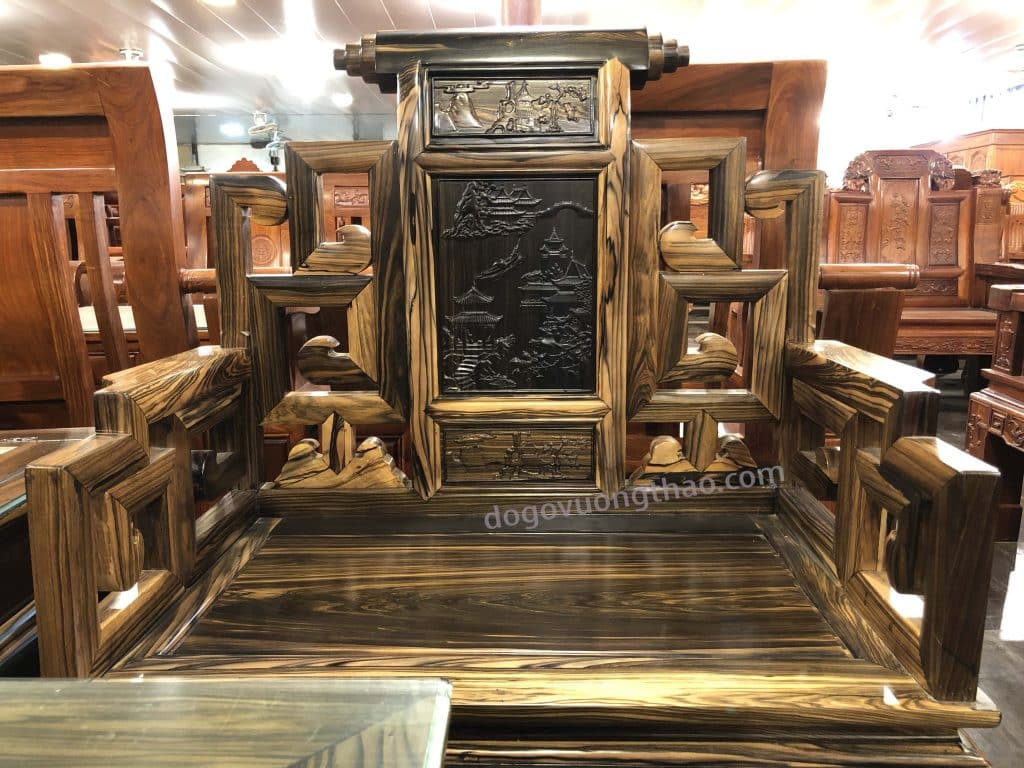 bàn ghế sơn thủy gỗ mun hoa