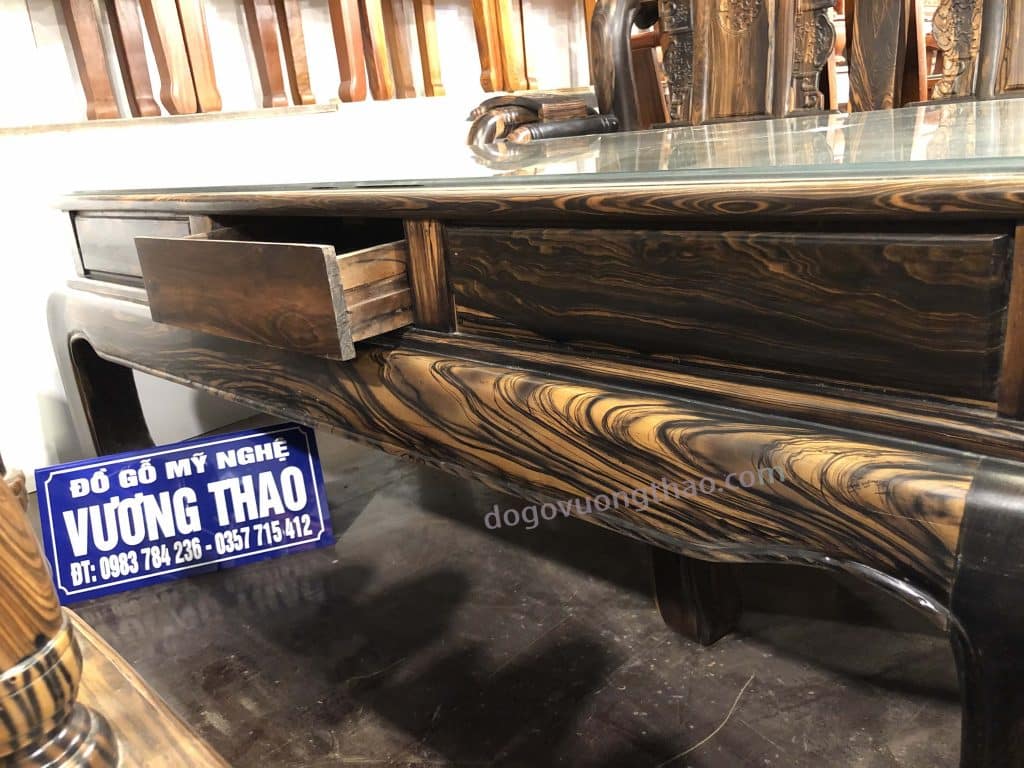 Bộ bàn ghế Tần Thủy Hoàng gỗ mun hoa