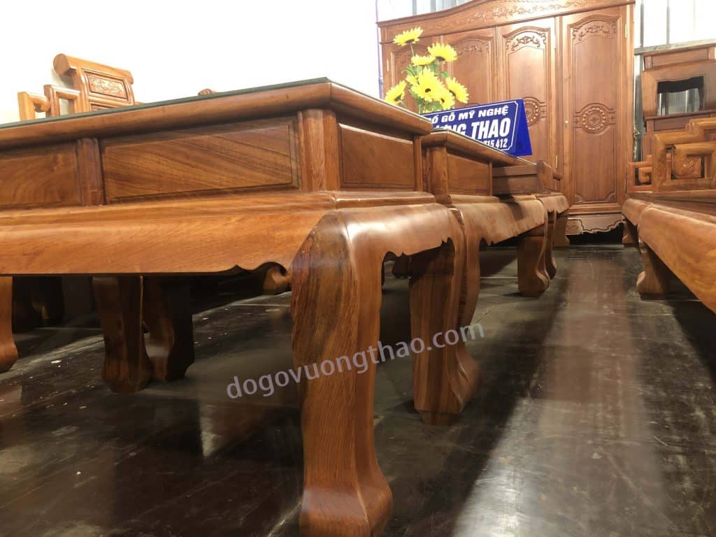 Bộ Bàn Ghế Sơn Thuỷ Gỗ Gõ đỏ góc bàn