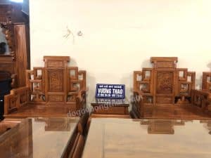 Bộ Bàn Ghế Sơn Thuỷ Gỗ Gõ đỏ 2 ghế đơn