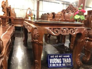 Bộ bàn ghế Louis gỗ hương đá bàn