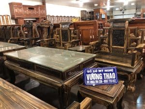 bàn ghế sơn thủy gỗ mun hoa