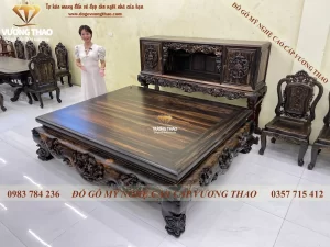 sập 3 bông gỗ mun hoa (1564)