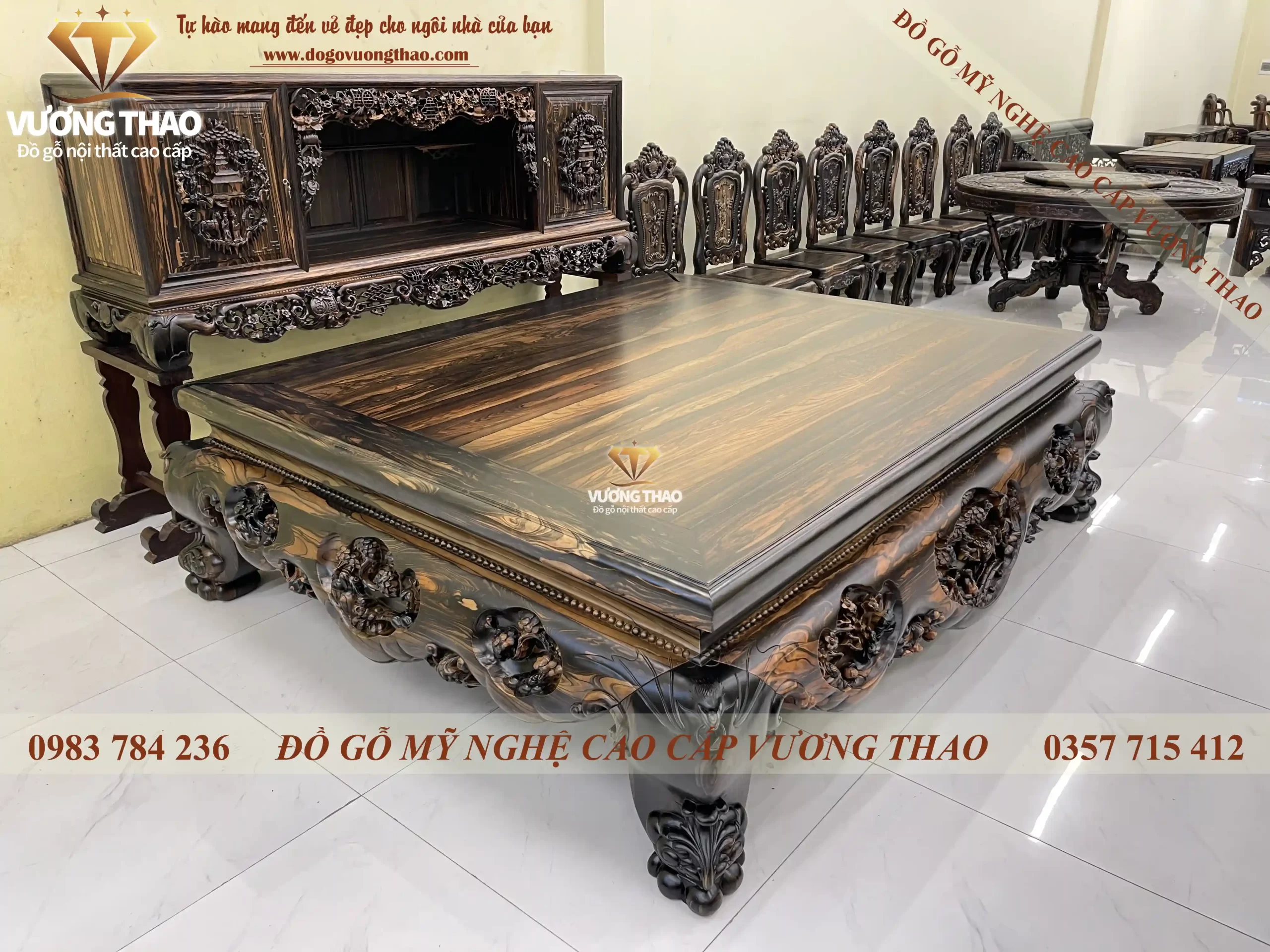 sập 3 bông gỗ mun hoa (1567)