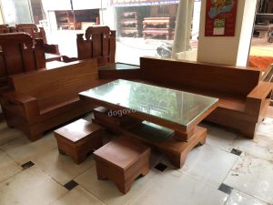 Bộ bàn ghế Sofa Góc gỗ Gõ đỏ 2m8x2m2