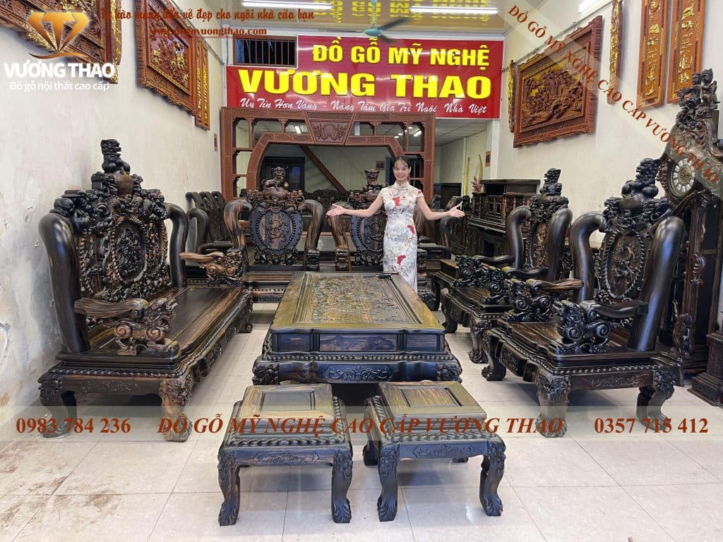 Bộ bàn ghế Minh quốc Nghê gỗ mun 1