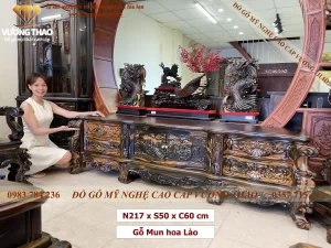 kệ tivi mẫu tân cổ điển gỗ mun hoa (345)