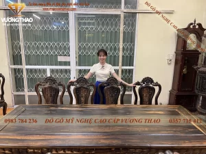 bàn ghế ăn gỗ mun (436)