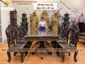 bàn ghế ăn gỗ mun 437