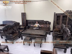 bộ bàn ghế khánh voi gỗ mun hoa (1105)