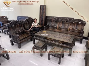 bộ bàn ghế khánh voi gỗ mun hoa (1106)