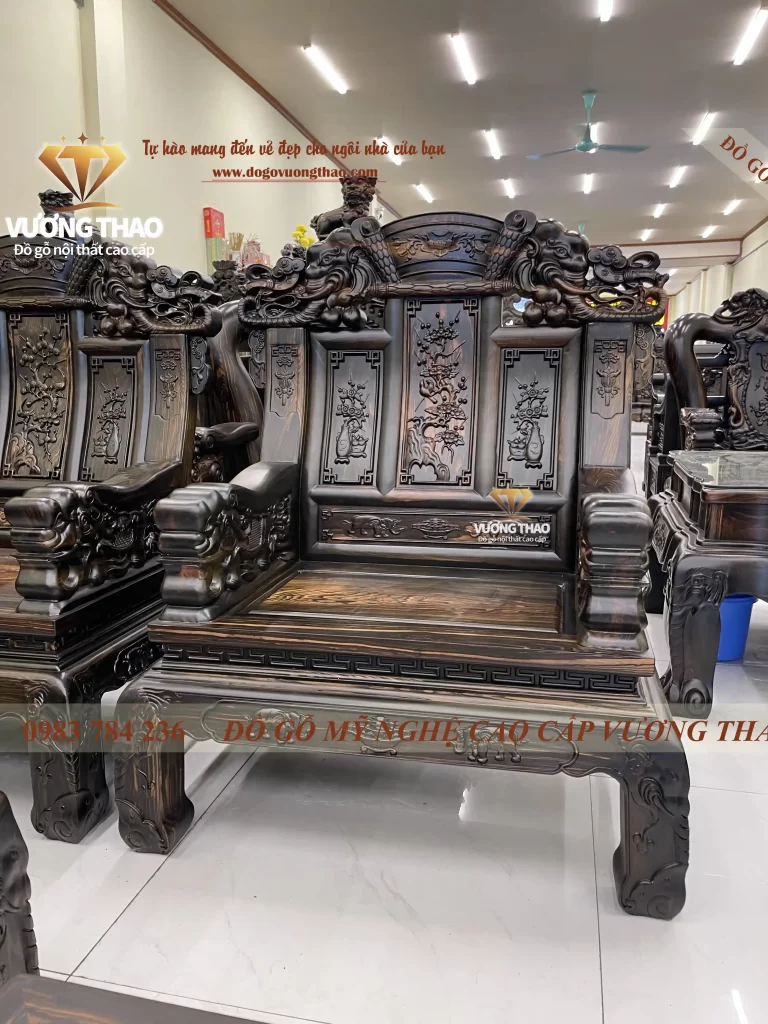 bộ bàn ghế khánh voi gỗ mun hoa (1108)