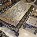 bộ bàn ghế nghê đỉnh gỗ mun hoa (1074)