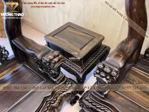 bộ bàn ghế nghê đỉnh gỗ mun hoa (1075)