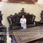 bộ bàn ghế nghê đỉnh gỗ mun hoa (1076)