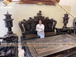 bộ bàn ghế nghê đỉnh gỗ mun hoa (1076)