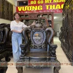 bộ bàn ghế nghê đỉnh gỗ mun hoa (1077)