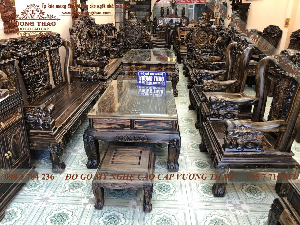 bộ ghế minh voi gỗ mun hoa