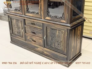 tủ rượu cánh phẳng gỗ mun hoa (2053)
