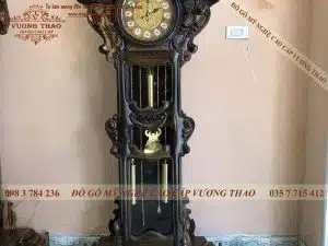 Đồng hồ cây hoa hồng gỗ mun 1m7