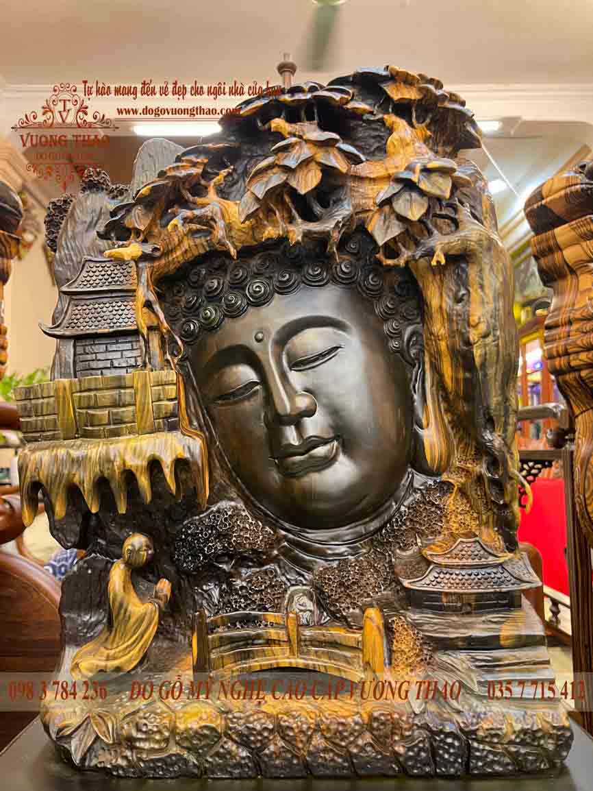Tượng Diện Phật gỗ mun hoa - ĐỒ GỖ VƯƠNG THAO