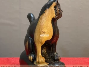 tượng mèo phong thủy gỗ mun hoa (1166)