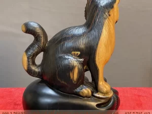 tượng mèo phong thủy gỗ mun hoa (1167)