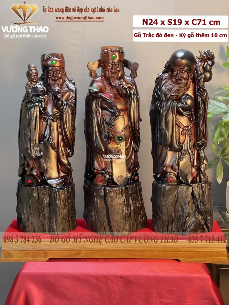tượng phúc lộc thọ gỗ trắc (1406)