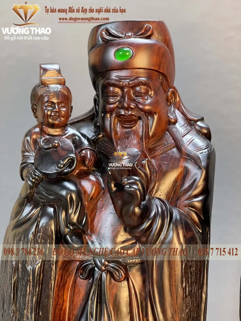 tượng phúc lộc thọ gỗ trắc (1407)