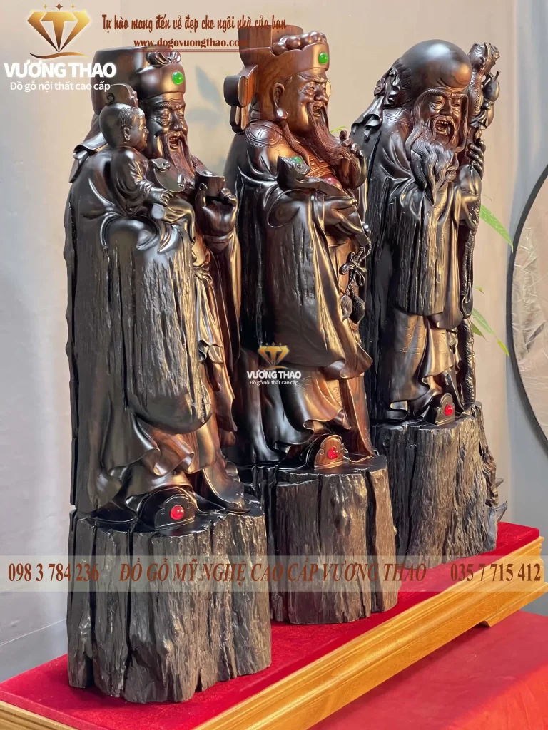 tượng phúc lộc thọ gỗ trắc (1410)