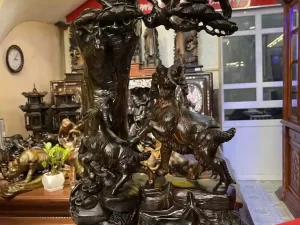 tượng tam dương khai thái gỗ mun (728)