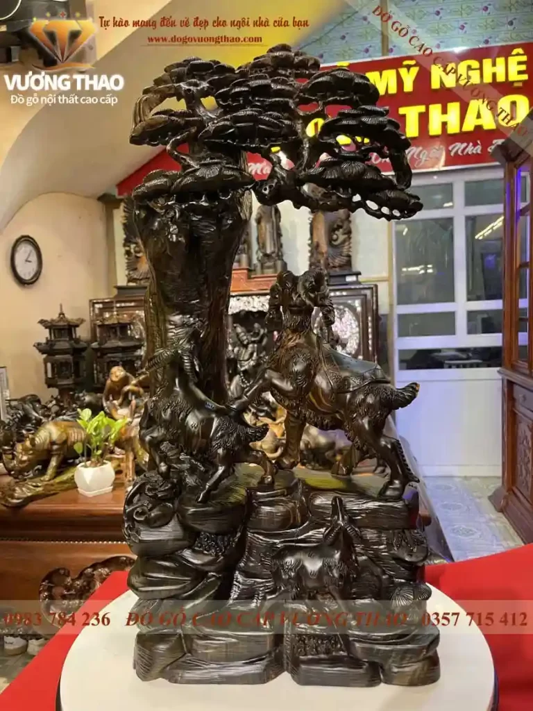 tượng tam dương khai thái gỗ mun (728)