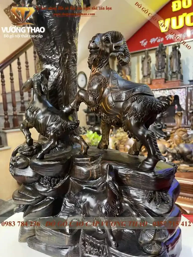 tượng tam dương khai thái gỗ mun (729)