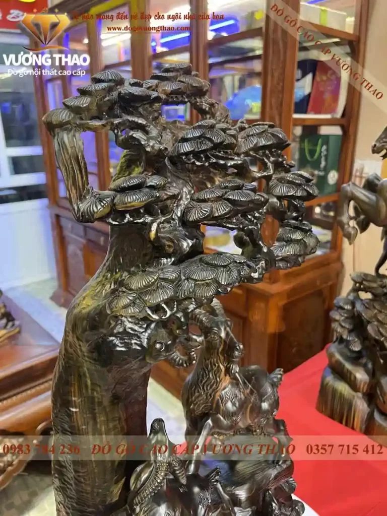 tượng tam dương khai thái gỗ mun (730)