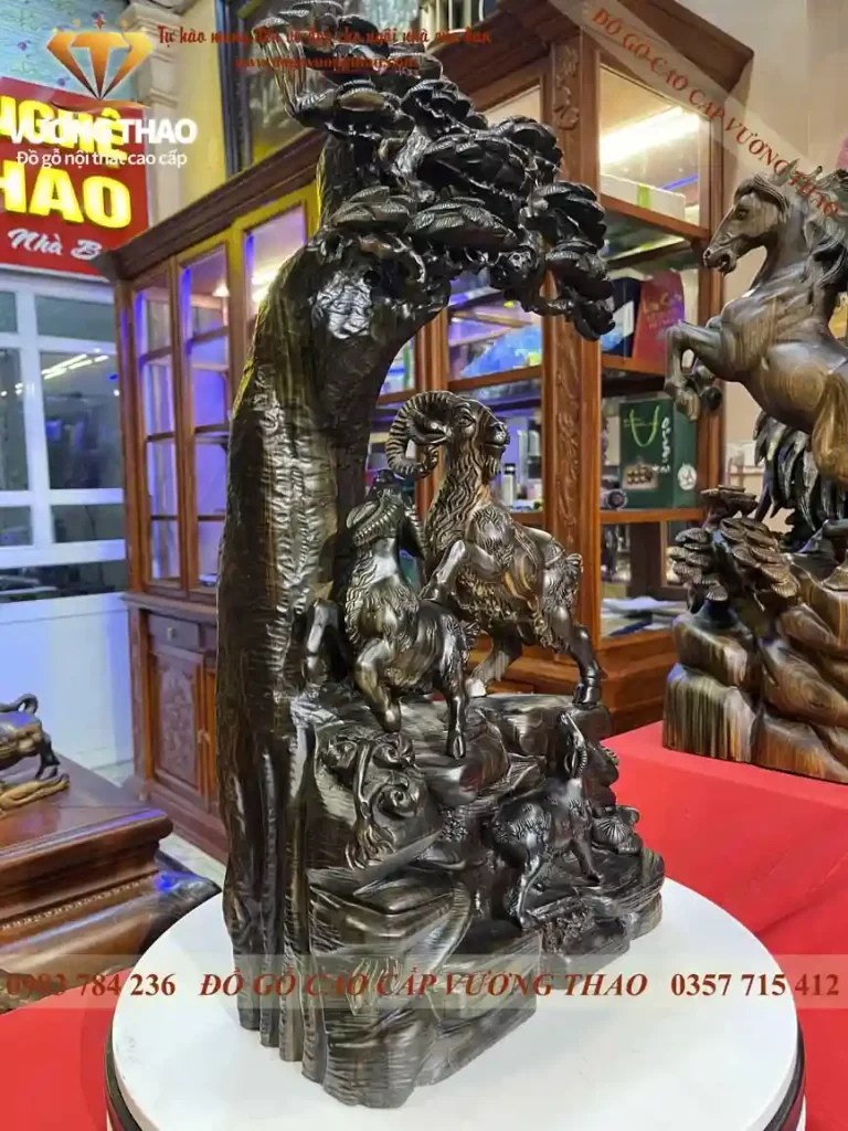 tượng tam dương khai thái gỗ mun (731)