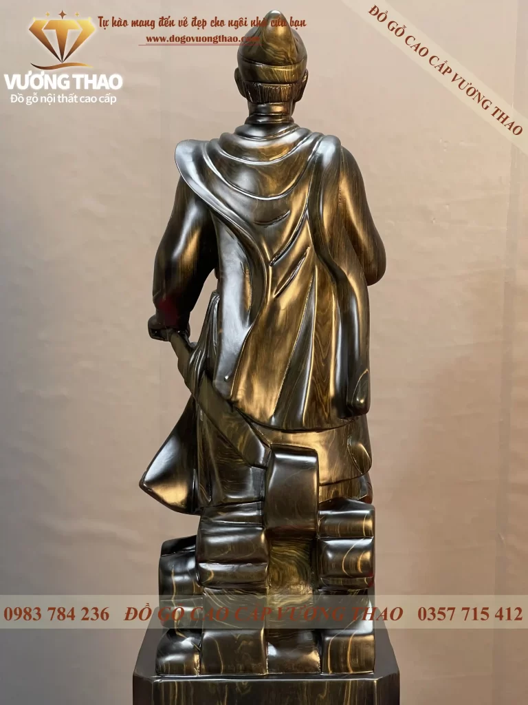 tượng trần quốc tuấn gỗ mun hoa (1058)