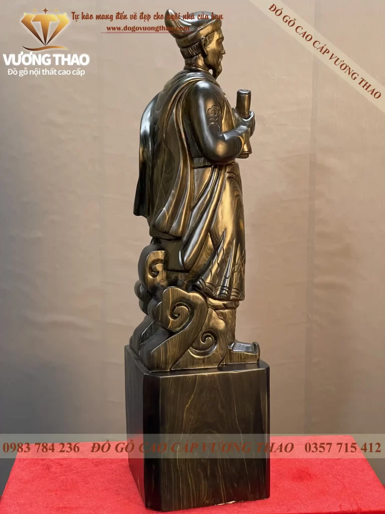 tượng trần quốc tuấn gỗ mun hoa (1059)