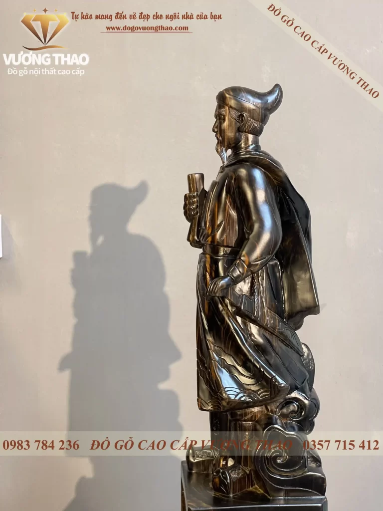 tượng trần quốc tuấn gỗ mun hoa (2165)