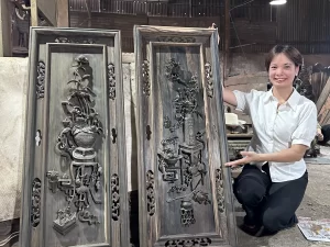 Tranh Tứ Bình gỗ Mun hoa (2127)