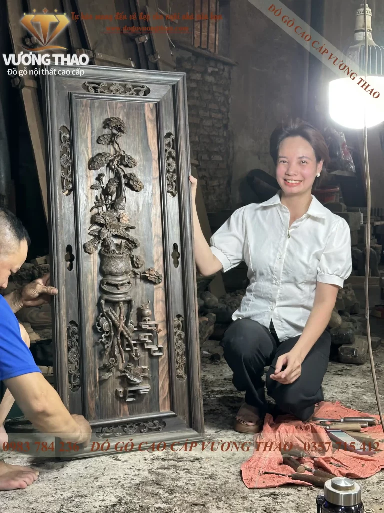 Tranh Tứ Bình gỗ Mun hoa (2128)