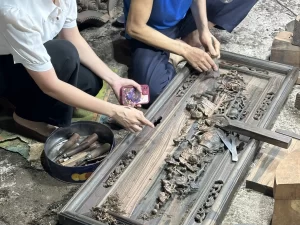Tranh Tứ Bình gỗ Mun hoa (2129)