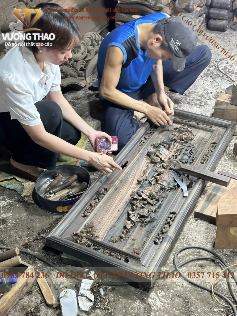 Tranh Tứ Bình gỗ Mun hoa (2129)