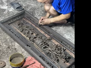 Tranh Tứ Bình gỗ Mun hoa (2130)