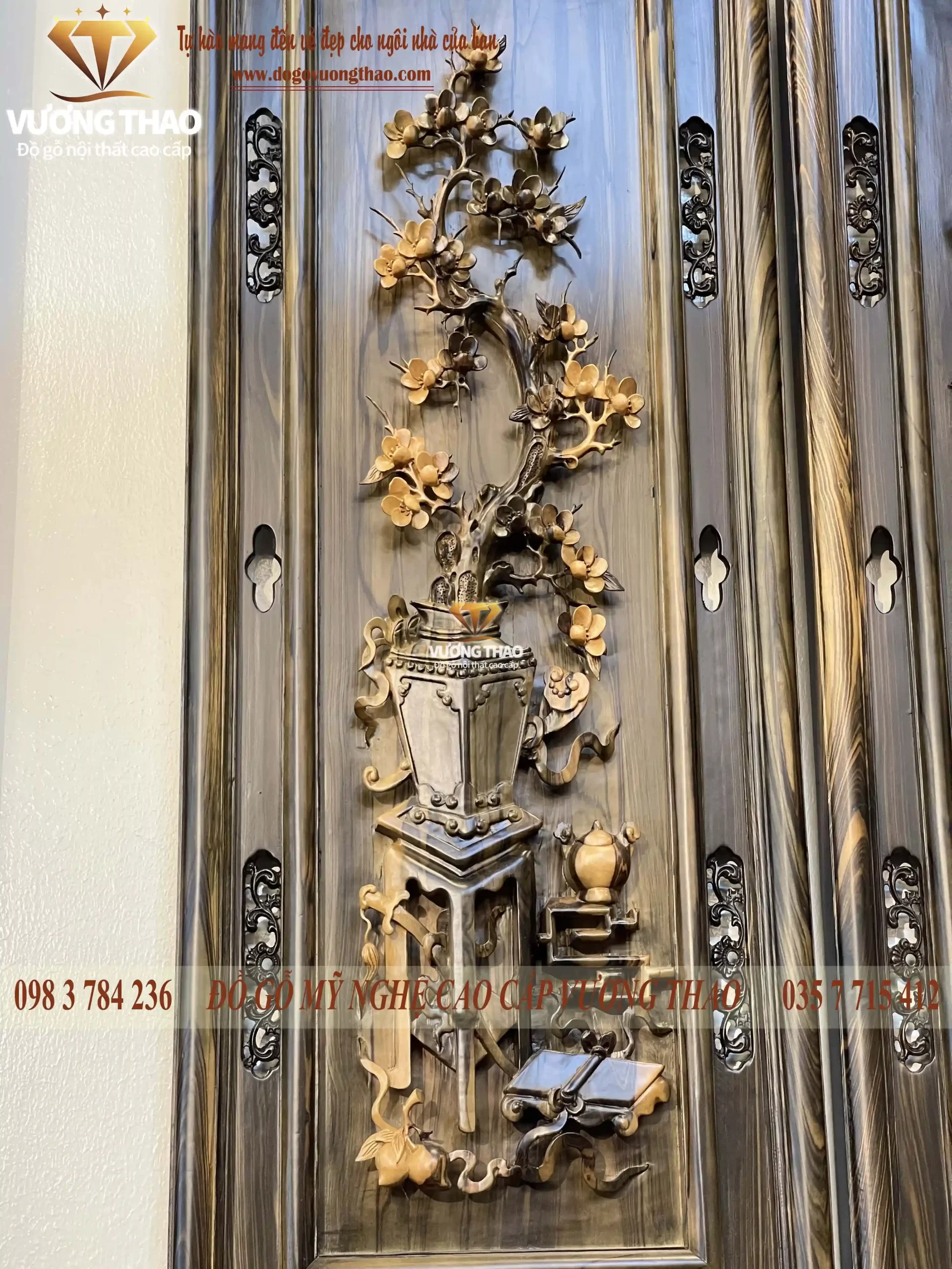 tranh tứ bình gỗ mun hoa (1480)