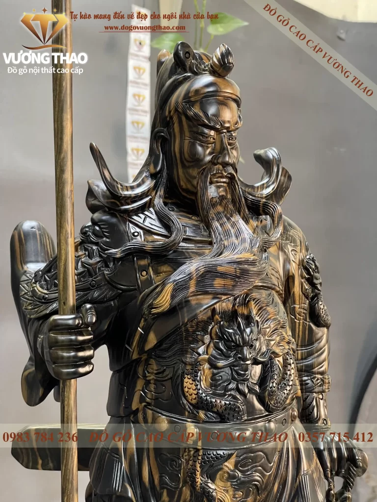 tượng quan vân trường gỗ mun hoa (167)