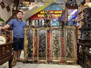 Tranh Tứ Linh gỗ Mun hoa (930)