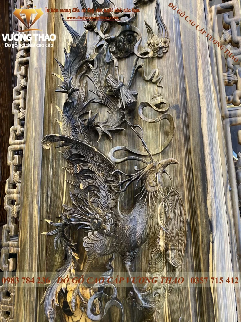 Tranh Tứ Linh gỗ Mun hoa (933)