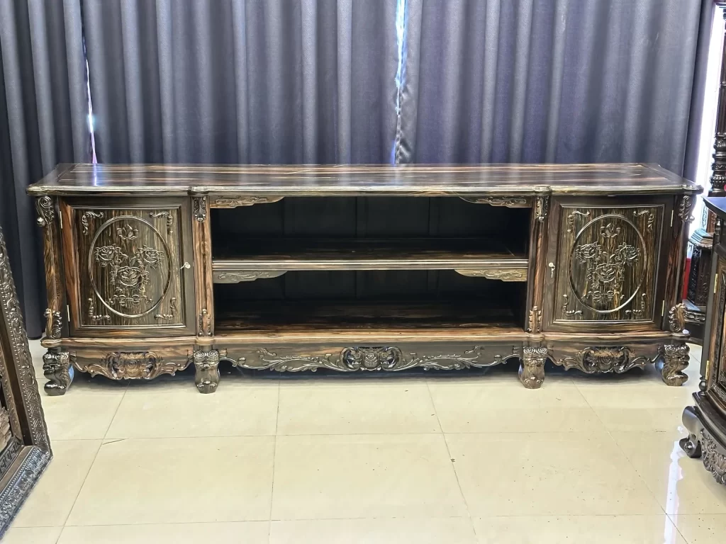 kệ tivi hoa hồng gỗ mun hoa (2102)