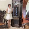 tủ rượu góc gỗ mun hoa (350)